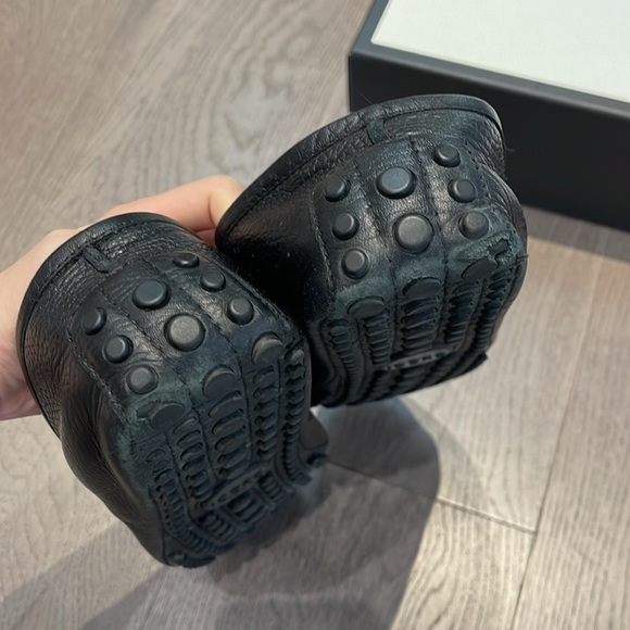 Gucci men’s Horsebit-deatil leather loafers black calfskin shoes size 8.5 - Picture 5 of 10